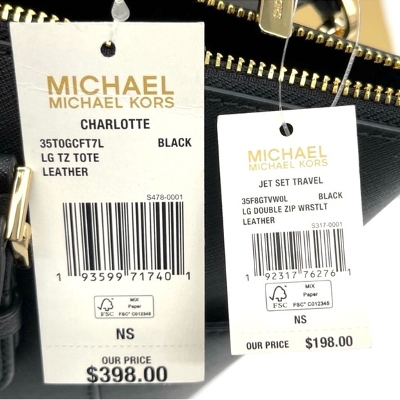 Michael Kors Charlotte Tote & Double Zip Wallet Black/Gold - Picture 10 of 10